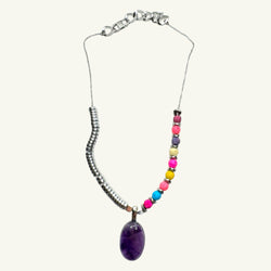 Collana ametista ovale 25x17 mm Sharifa Crystals