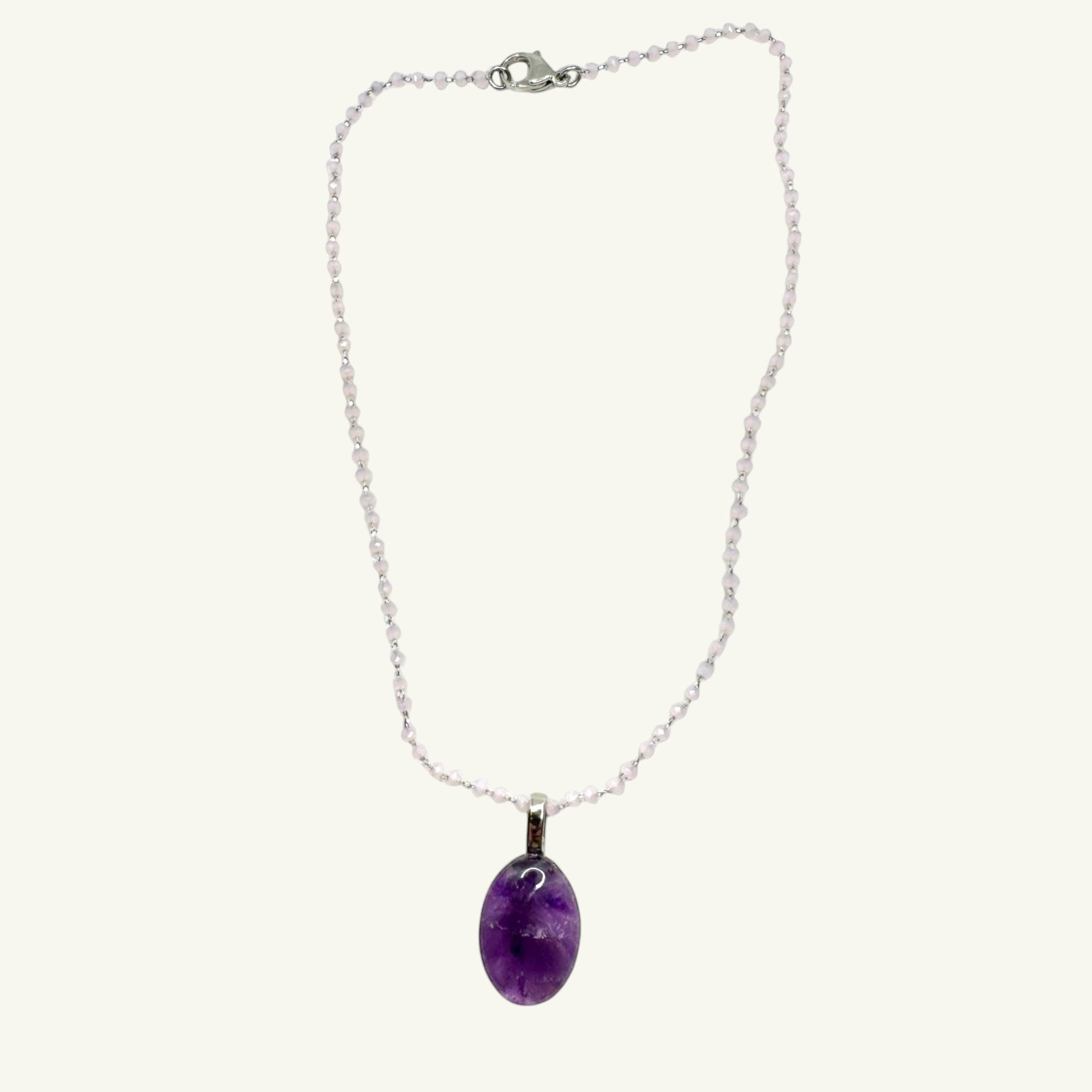 Collana ametista ovale 20x18 mm Sharifa Crystals
