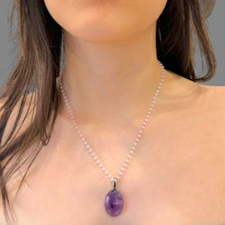 Collana ametista ovale 20x18 mm Sharifa Crystals