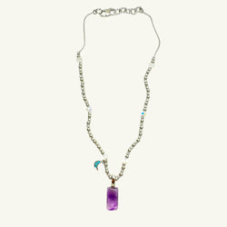 Collana ametista rettangolo 20x10 mm Sharifa Crystals
