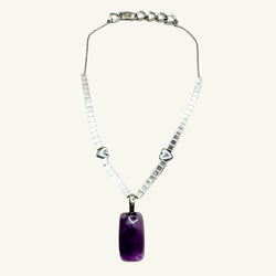 Collana ametista rettangolo 25x14 mm Sharifa Crystals