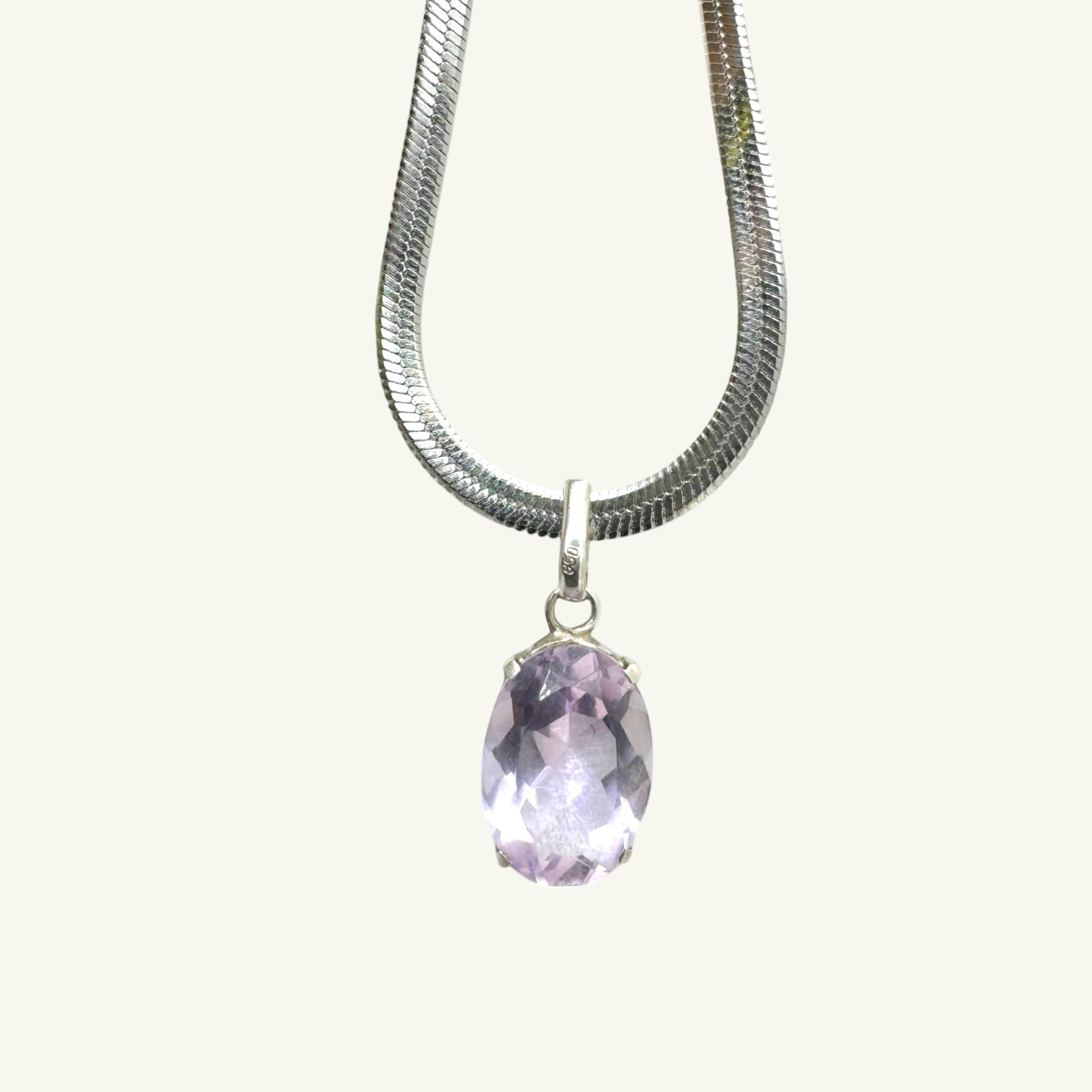 Collana ametista sfaccetta 14x10 mm arg950 Sharifa Crystals