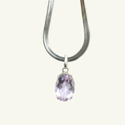 Collana ametista sfaccetta 14x10 mm arg950 Sharifa Crystals