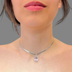 Collana ametista sfaccetta 14x10 mm arg950 Sharifa Crystals