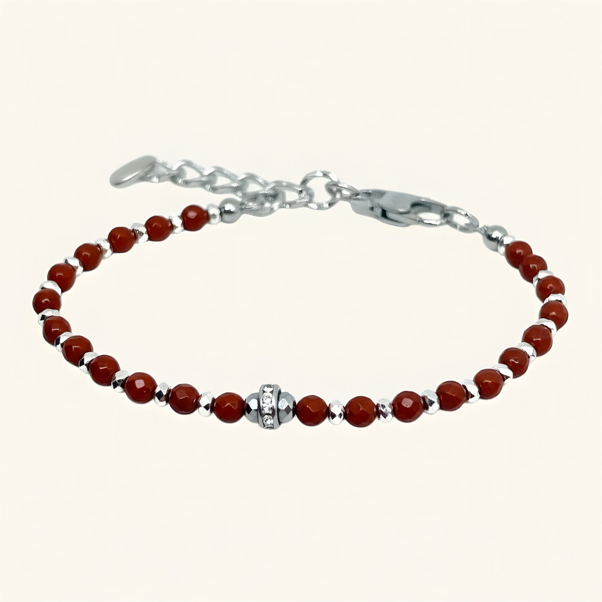 gioiello artigianale bracciale diaspro rosso regolo 16-21 cm