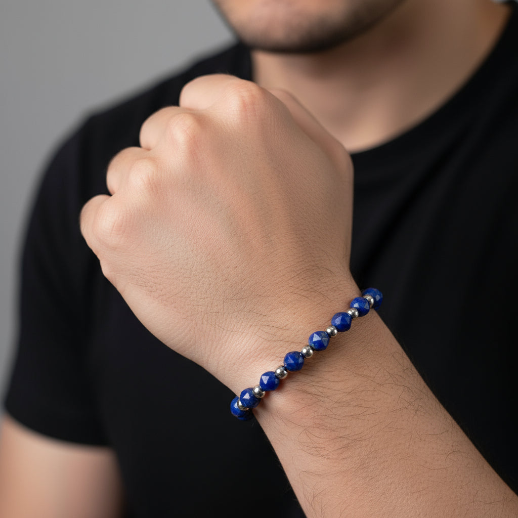 bracciale lapislazzuli naturale sfaccettato sharifacrystals