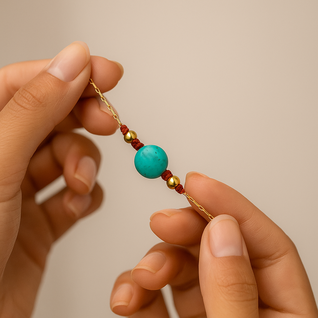 Bracciale di turchese placcato oro