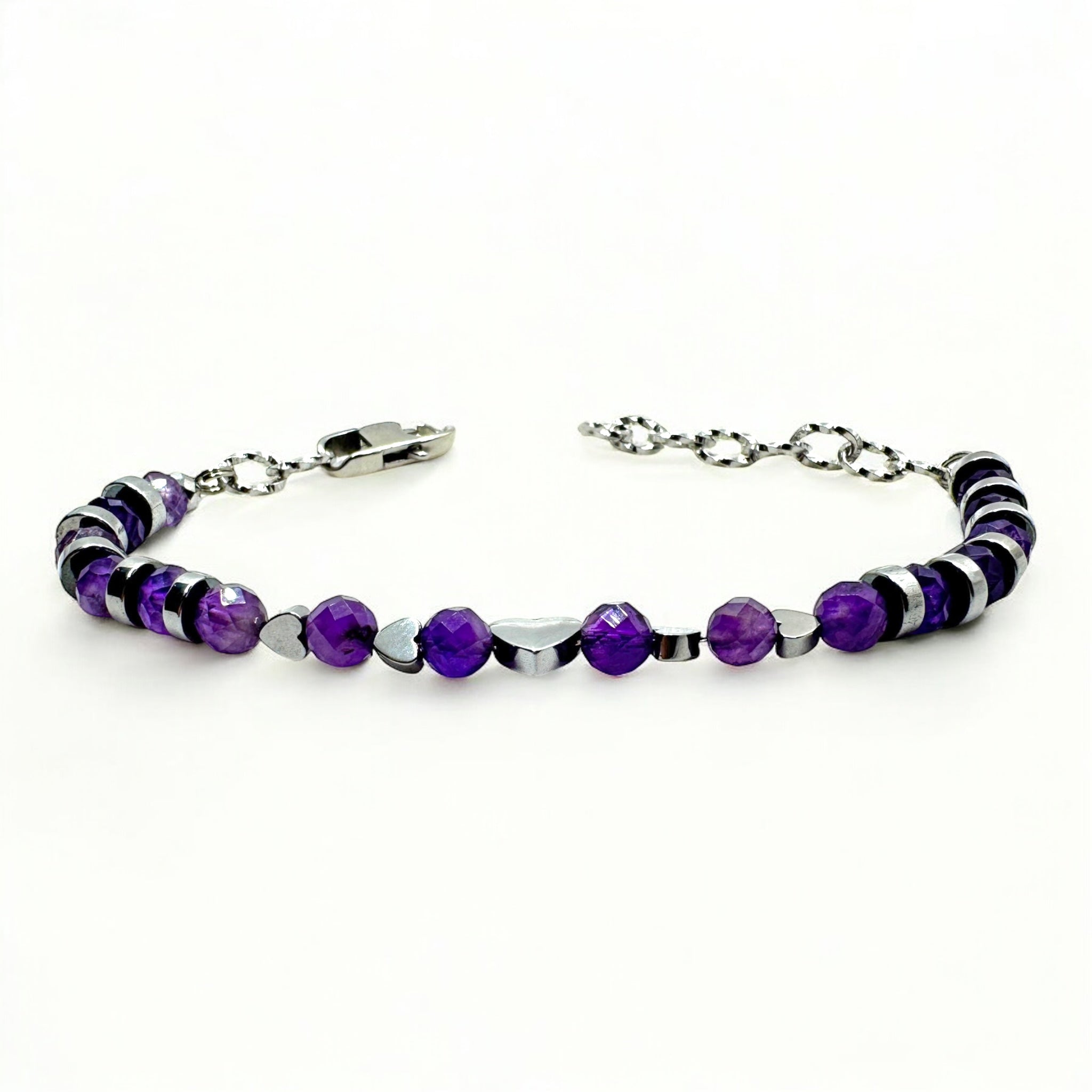 Bracciale Ametista sfaccettata con cuore Sharifa Crystals