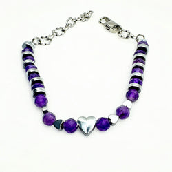 Bracciale Ametista sfaccettata con cuore Sharifa Crystals