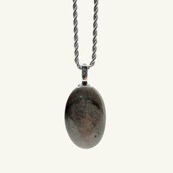 Collana ossidiana argento 35x22 mm Sharifa Crystals