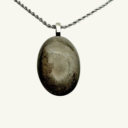 Collana ossidiana argento 35x22 mm Sharifa Crystals