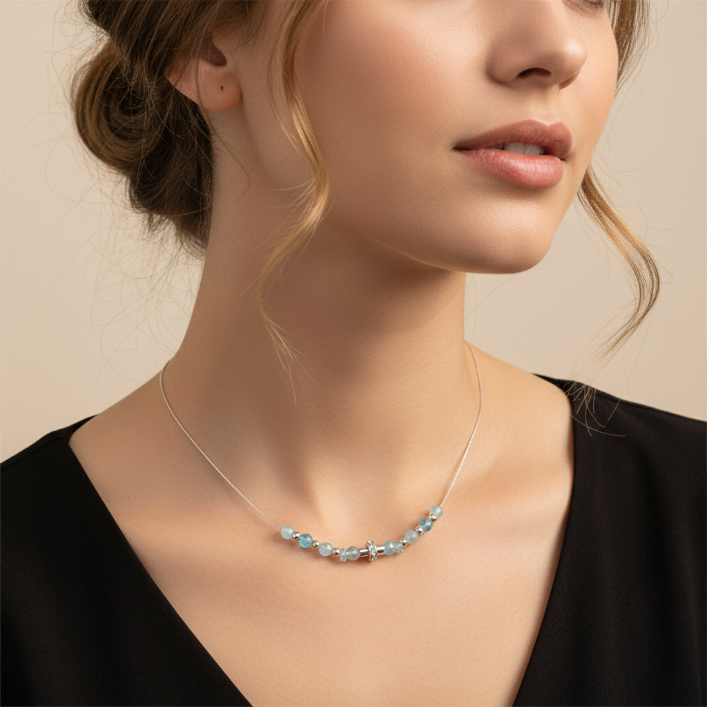 Choker acquamarina Sharifa Crystals