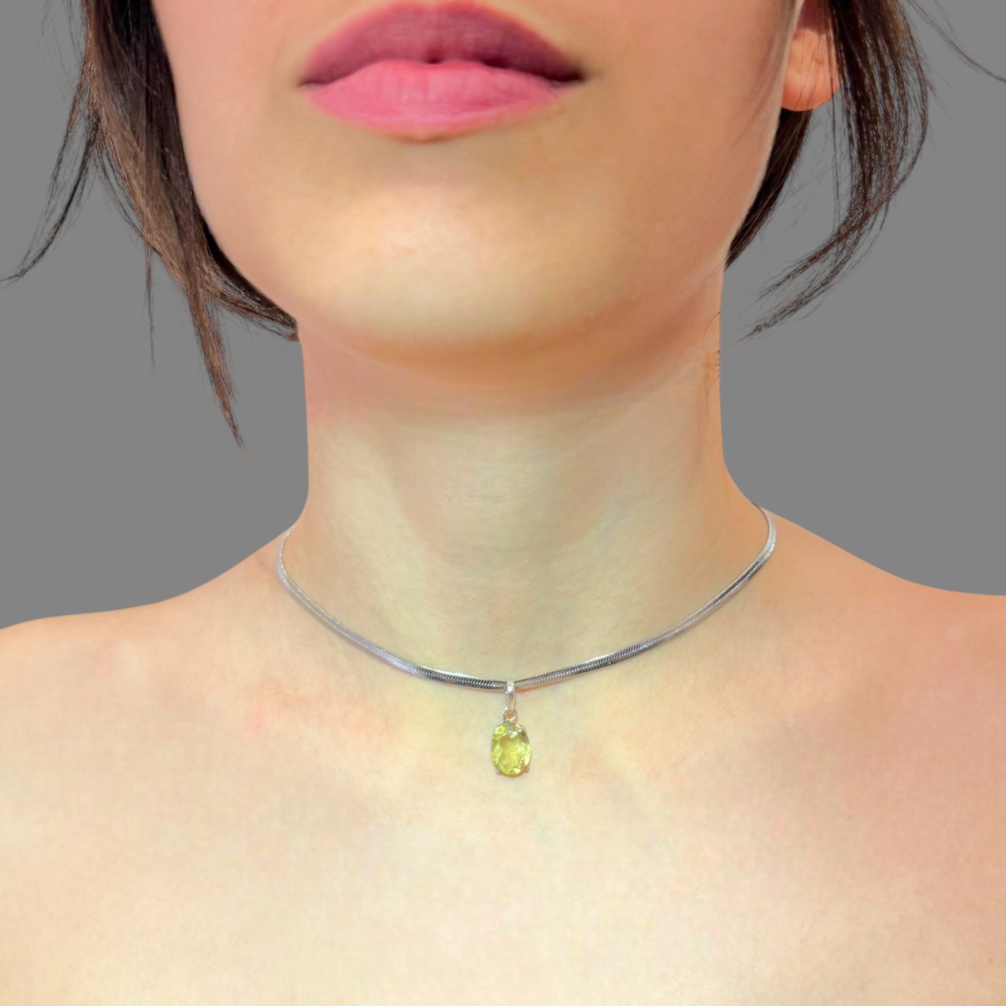 Collana quarzo citrino sfaccettato 11x9 mm arg950 Sharifa Crystals