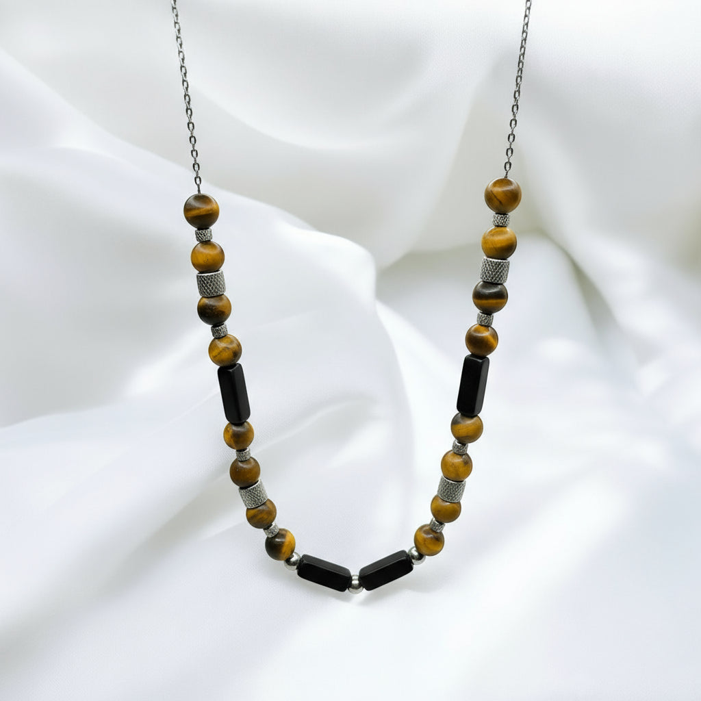 Collana occhio di tigre silver Sharifa Crystals