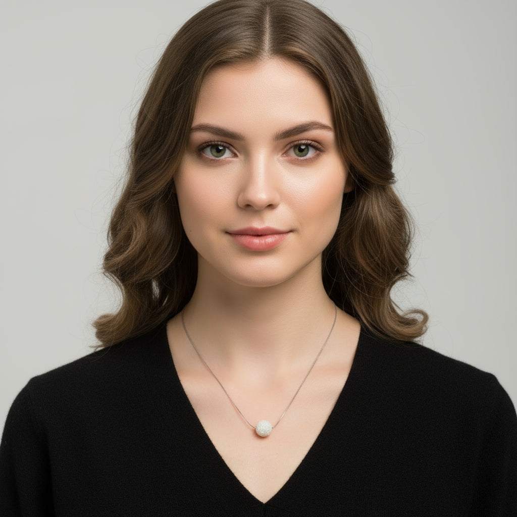 Collana punto luce drusa agata bianca Sharifa Crystals