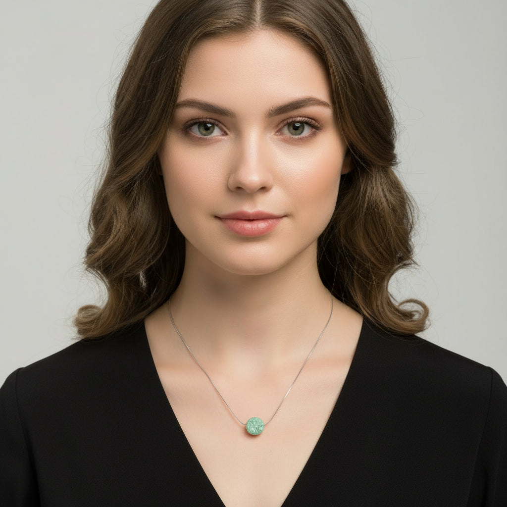 Collana punto luce drusa agata verde Sharifa Crystals