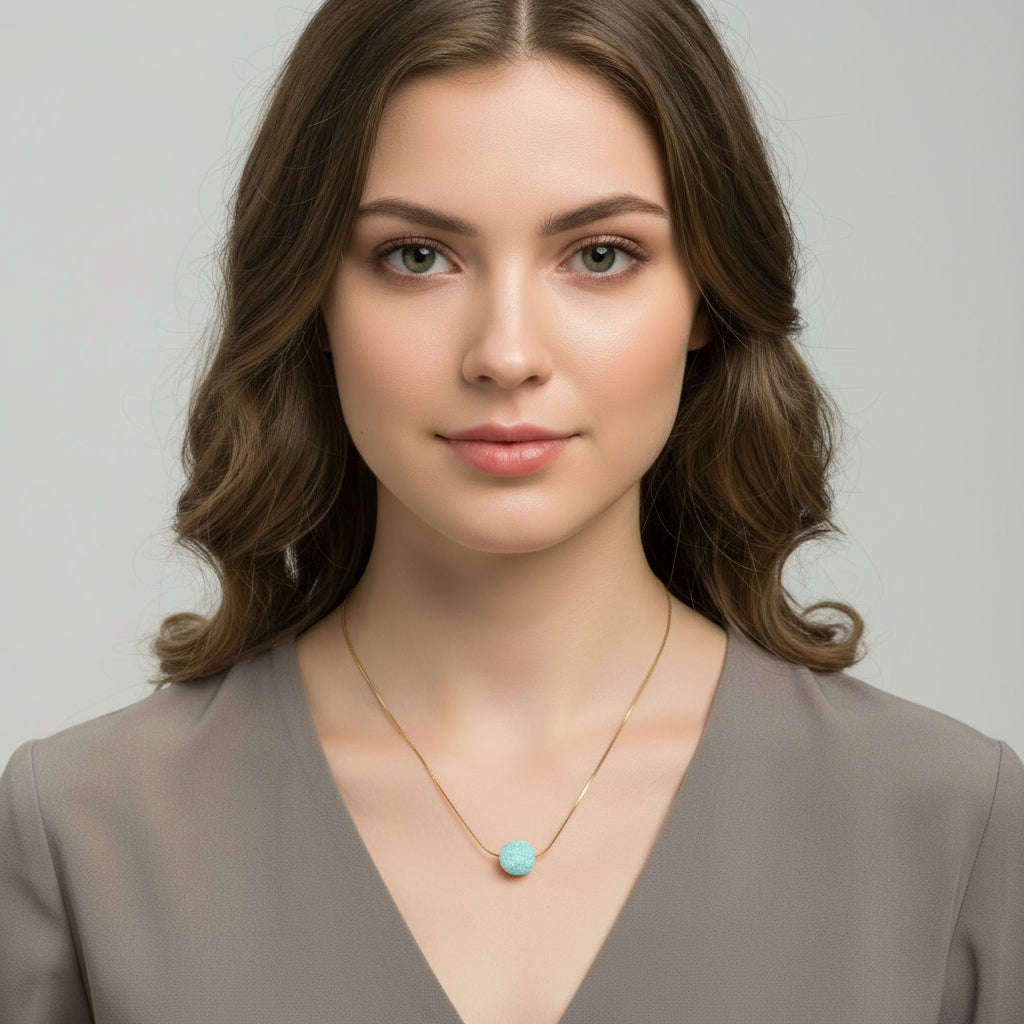 Collana punto luce drusa agata verde oro Sharifa Crystals