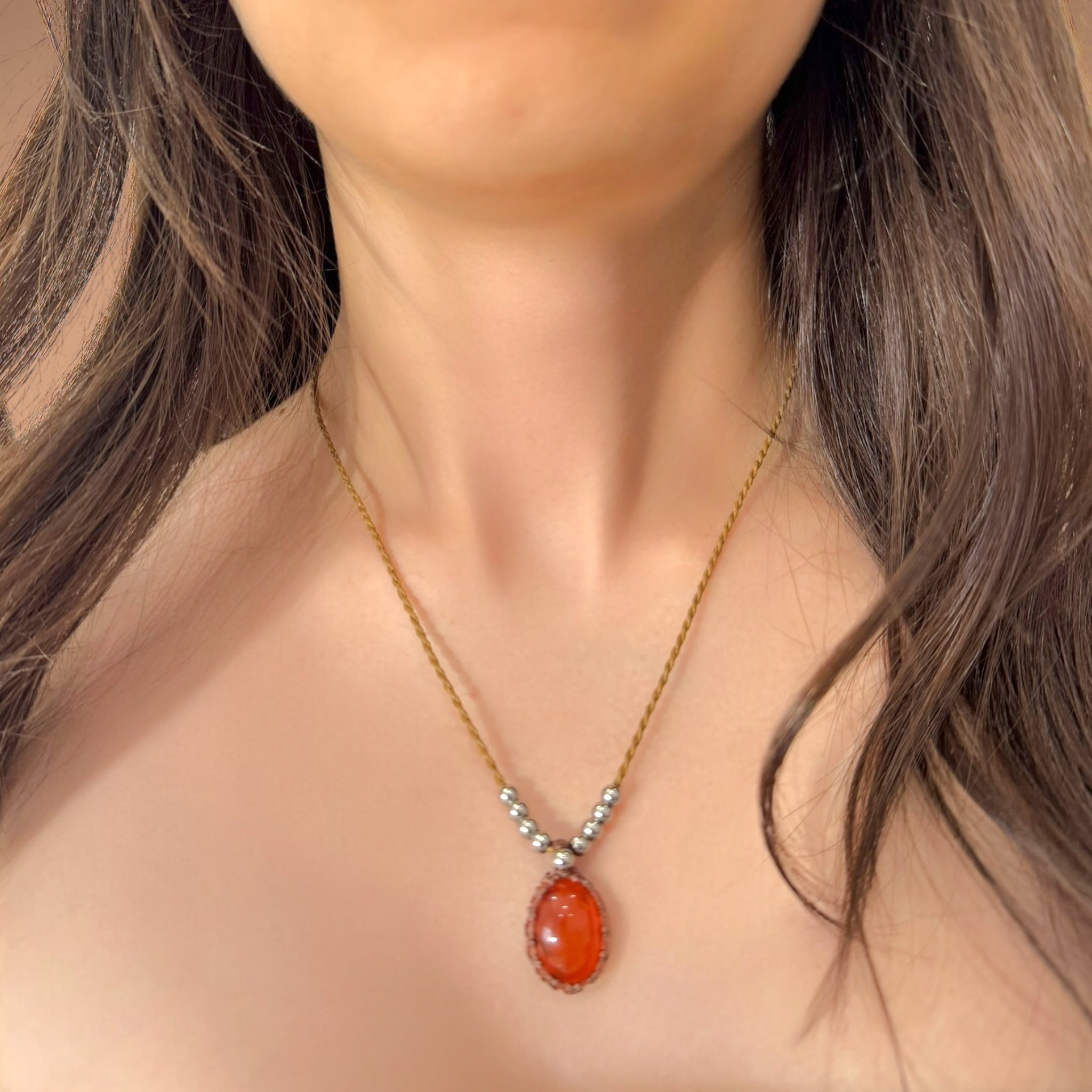 Collana corniola 20x14mm Sharifa Crystals
