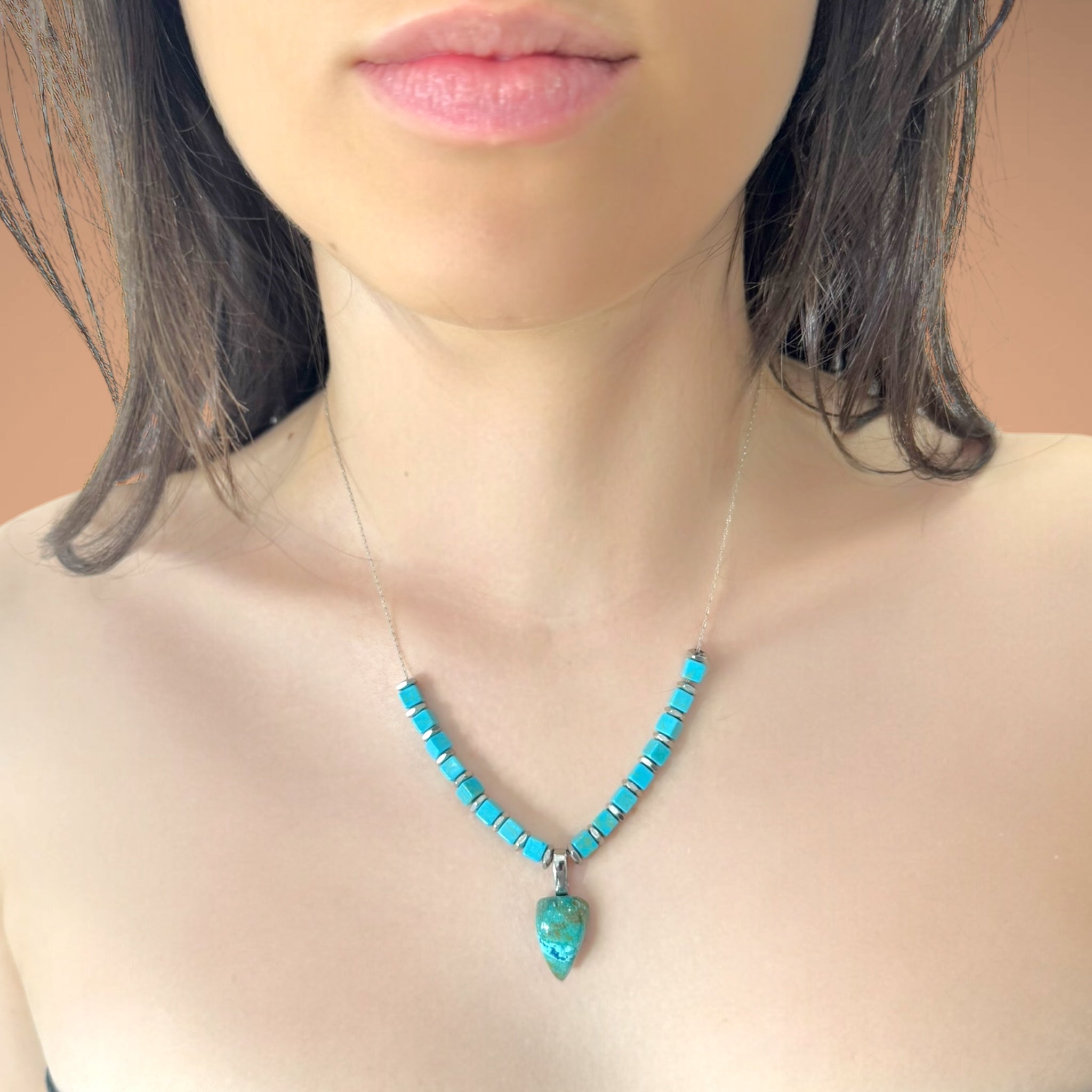 Collana crisocolla 19x11mm Sharifa Crystals