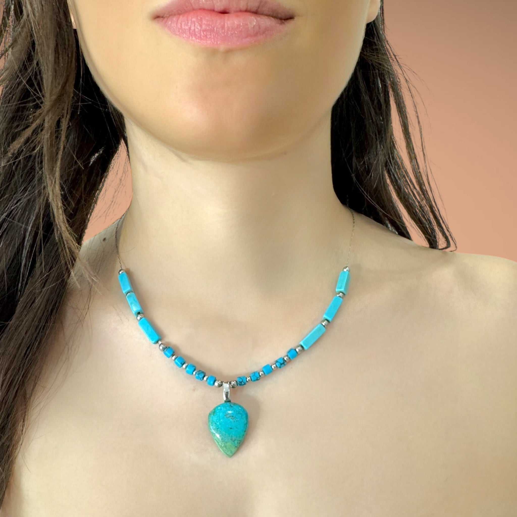 Collana crisocolla 21x17mm Sharifa Crystals