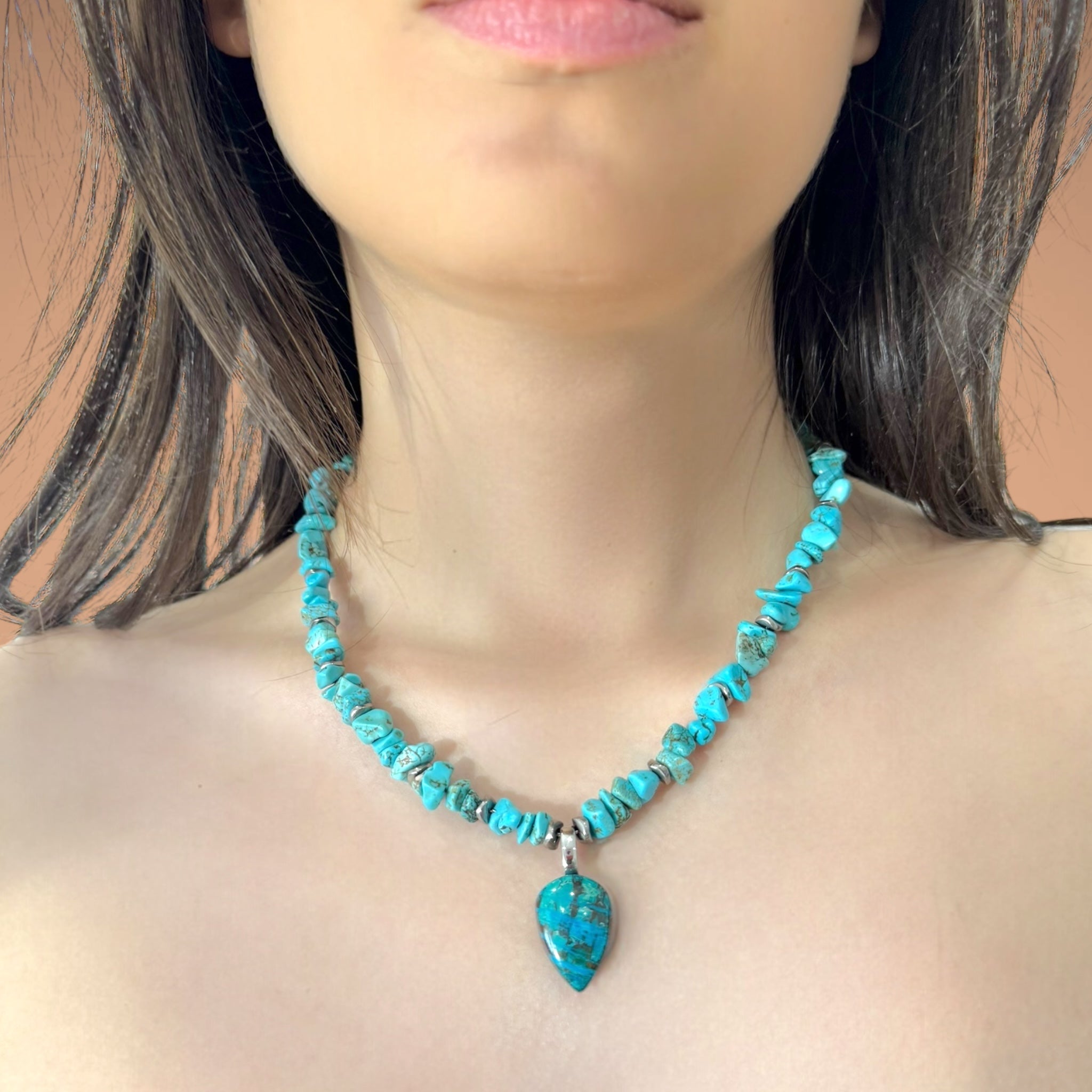 Collana crisocolla 21x15mm - SharifaCrystals