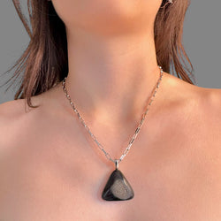 Collana drusa onice nera 29x30 mm Sharifa Crystals