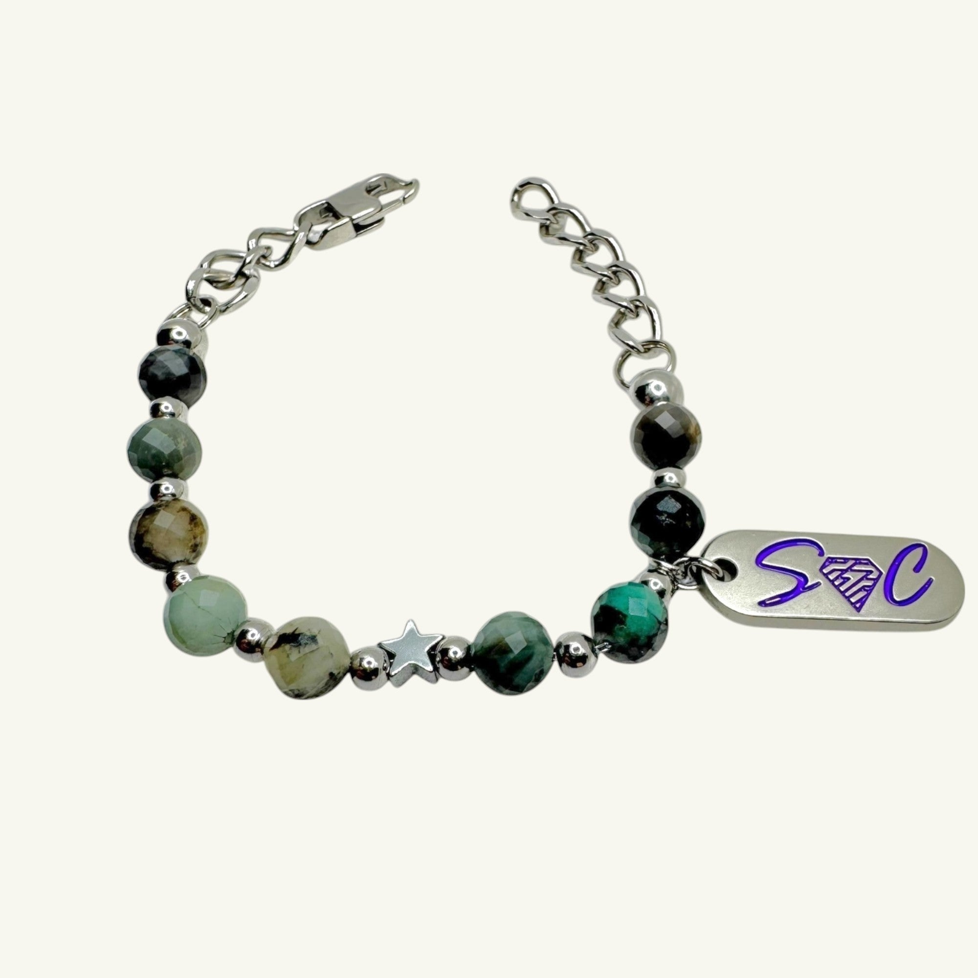 Bracciale smeraldo sfaccettato Sharifa Crystals