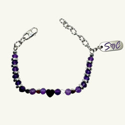 Bracciale ametista sfaccettata con cuori Sharifa Crystals