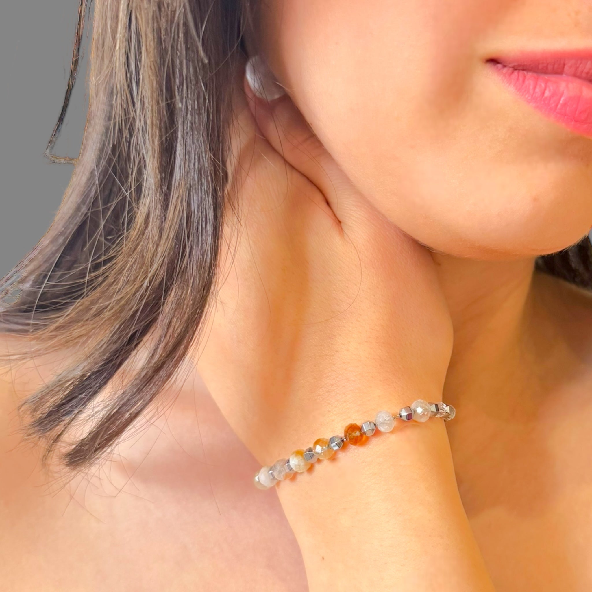 Bracciale Quarzo citrino 6x5mm Sharifa Crystals