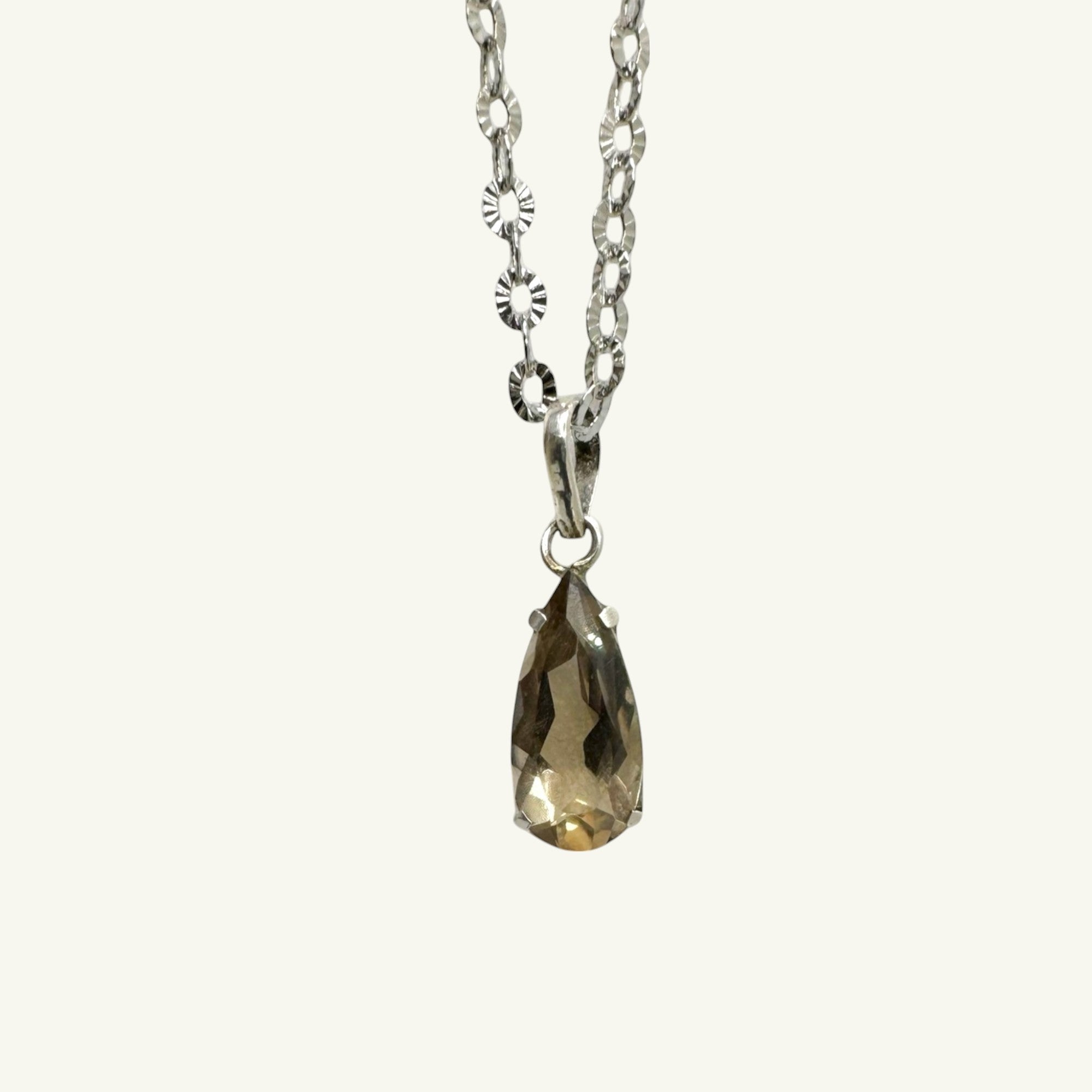 Collana quarzo fumè sfaccettato 15x7 mm arg950 Sharifa Crystals