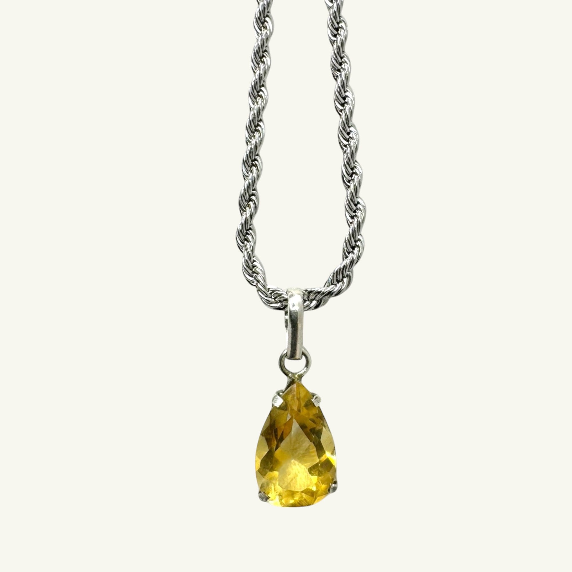 Collana quarzo citrino sfaccettato 12x8 mm arg950 Sharifa Crystals