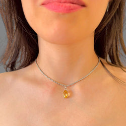 Collana quarzo citrino sfaccettato 12x8 mm arg950 Sharifa Crystals