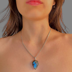 Collana labradorite goccia 28x20mm Sharifa Crystals