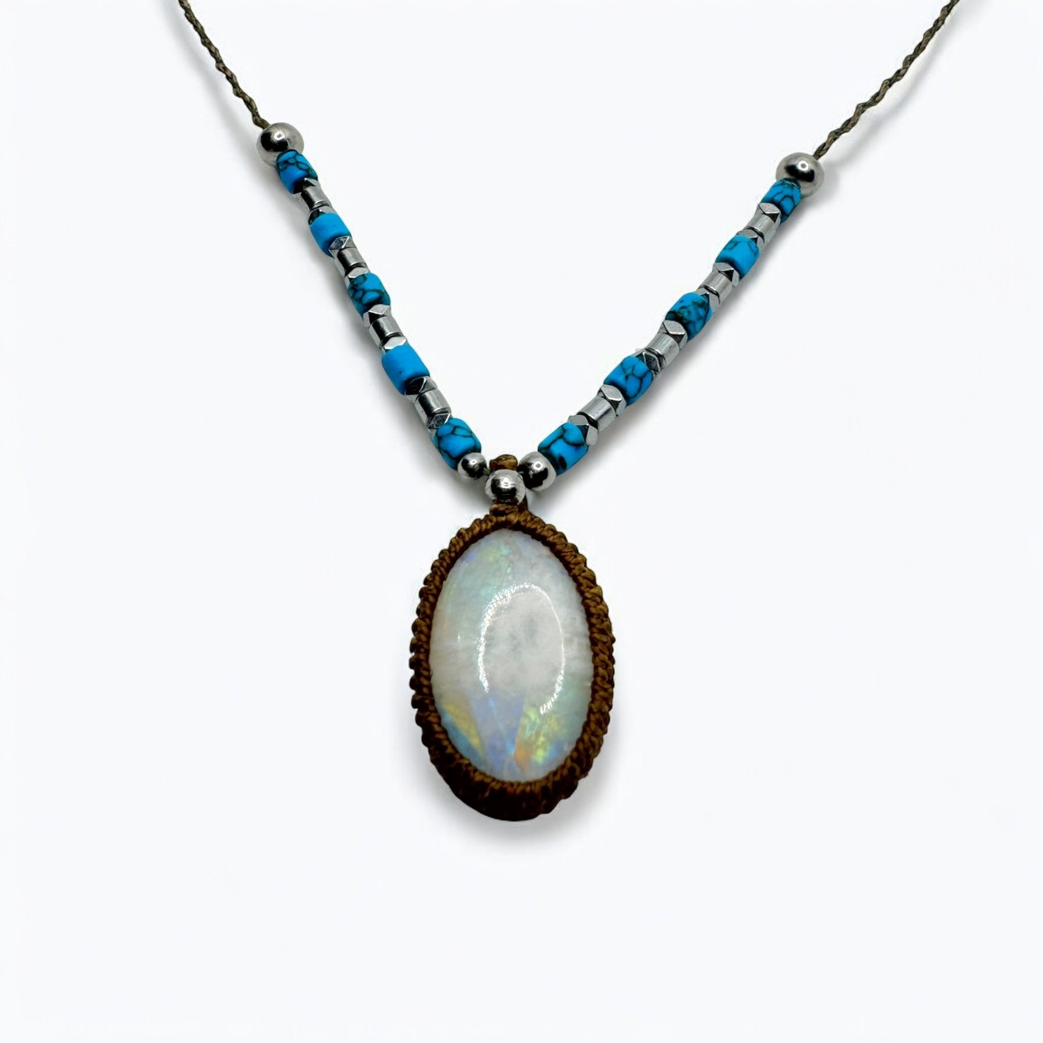 Collana labradorite bianca 25x17mm Sharifa Crystals