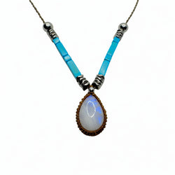 Collana labradorite bianca 21X16mm Sharifa Crystals