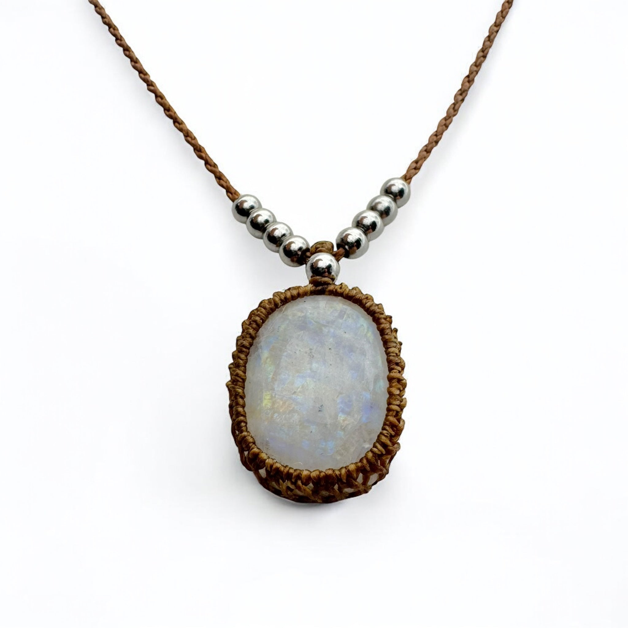 Collana labradorite bianca 21x18mm Sharifa Crystals