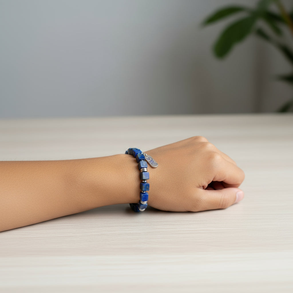 Bracciale cubi di lapislazzuli Sharifa Crystals