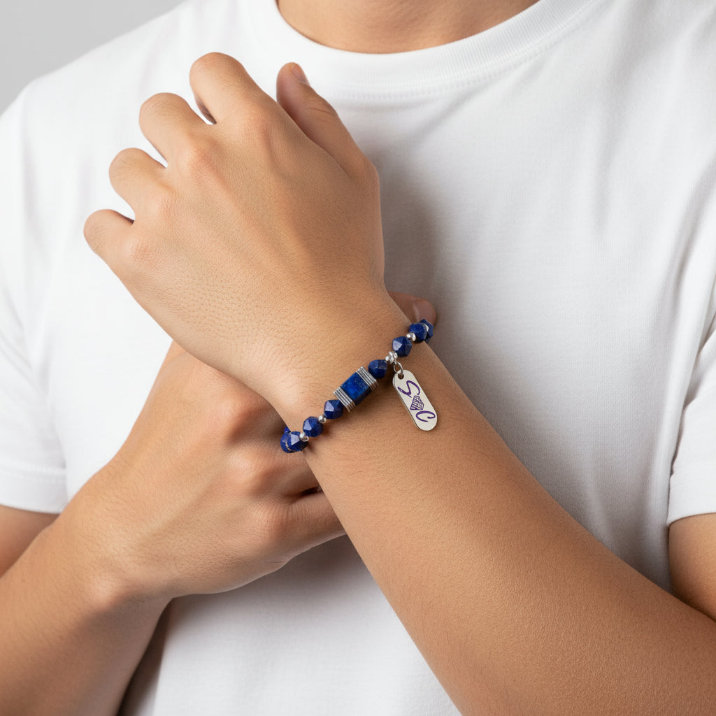 Bracciale lapislazzuli 9x9mm Sharifa Crystals