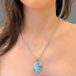Collana larimar goccia 34x25mm Sharifa Crystals