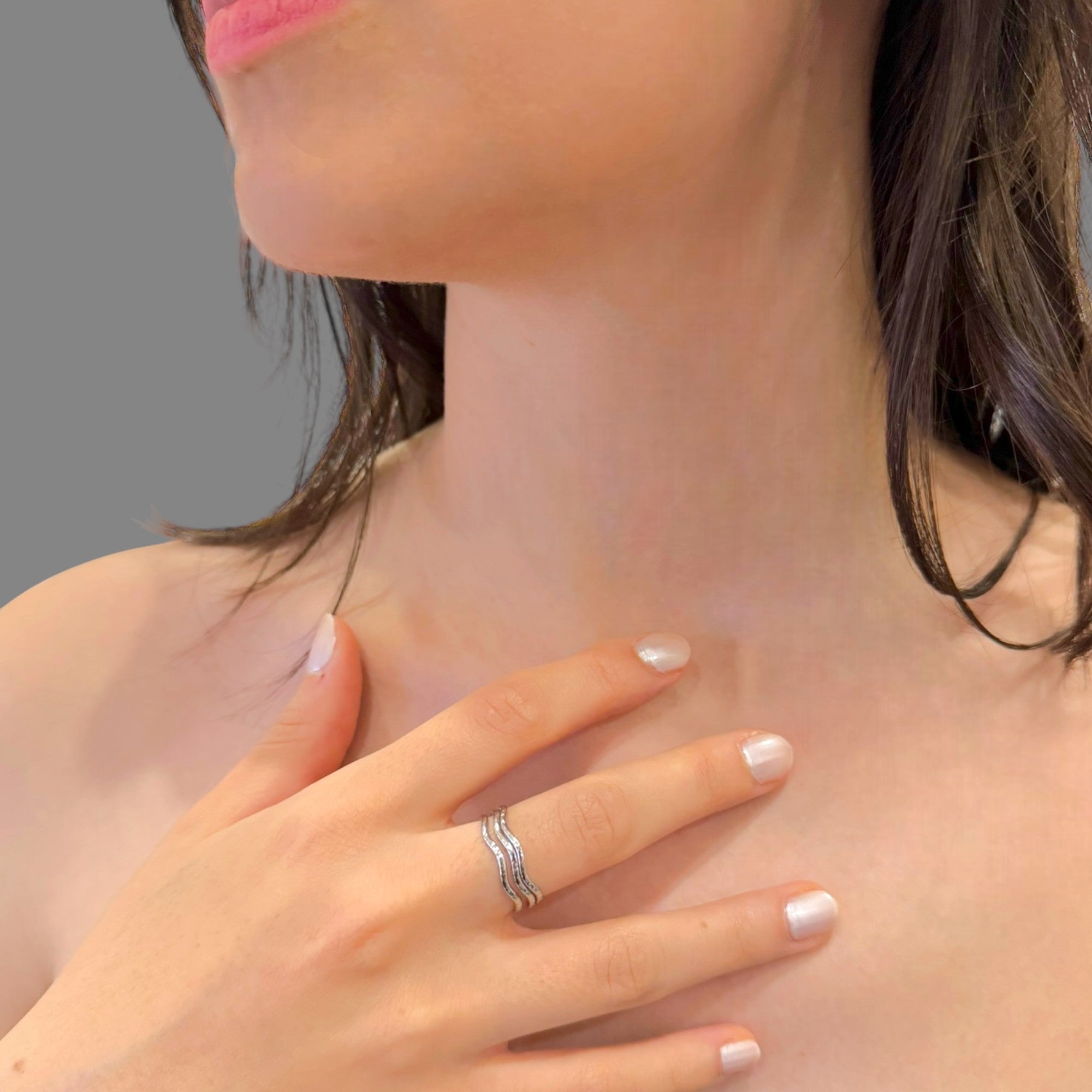 Anello marea silver regolabile Sharifa Crystals