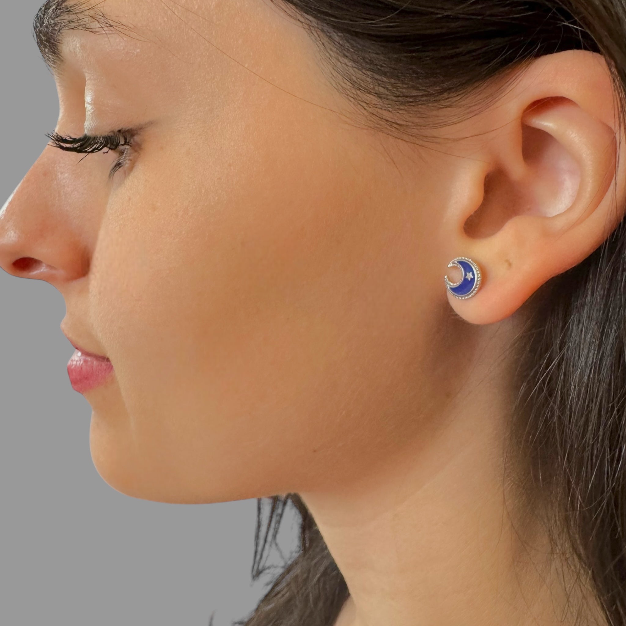 Orecchini mezza luna blu Sharifa Crystals