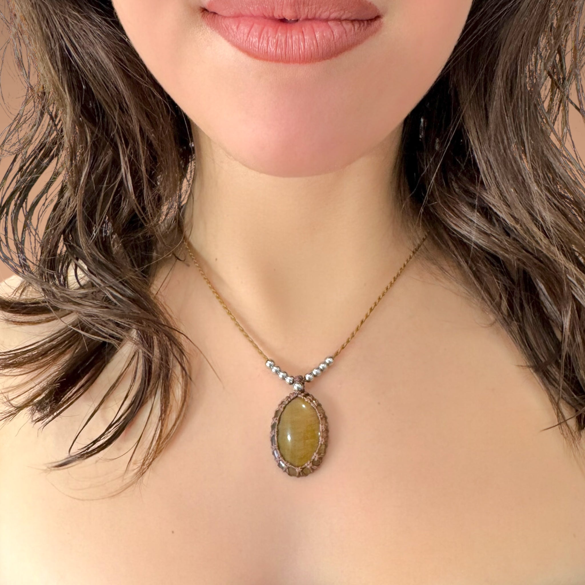 Collana occhio di tigre 24x19mm Sharifa Crystals