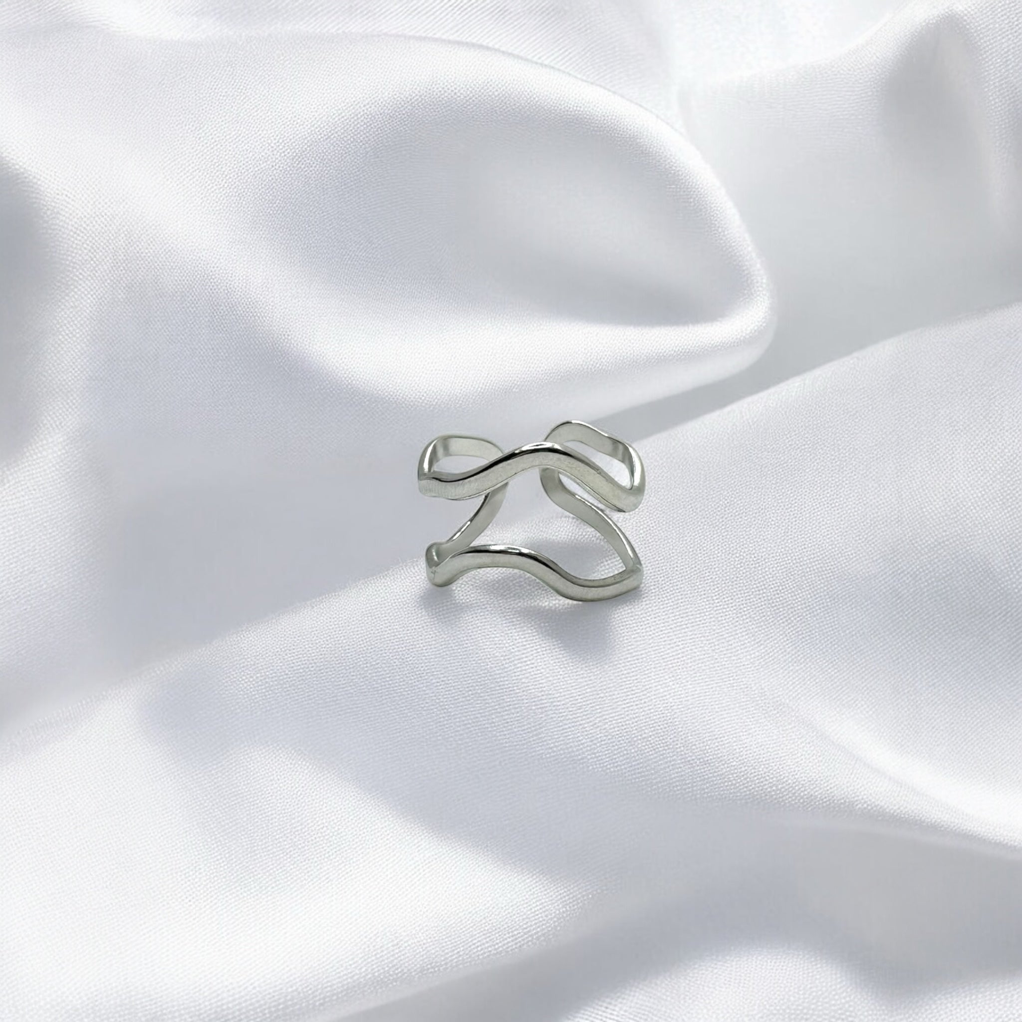 Anello onda silver regolabile Sharifa Crystals