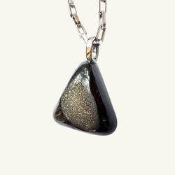 Collana drusa onice nera 29x30 mm Sharifa Crystals