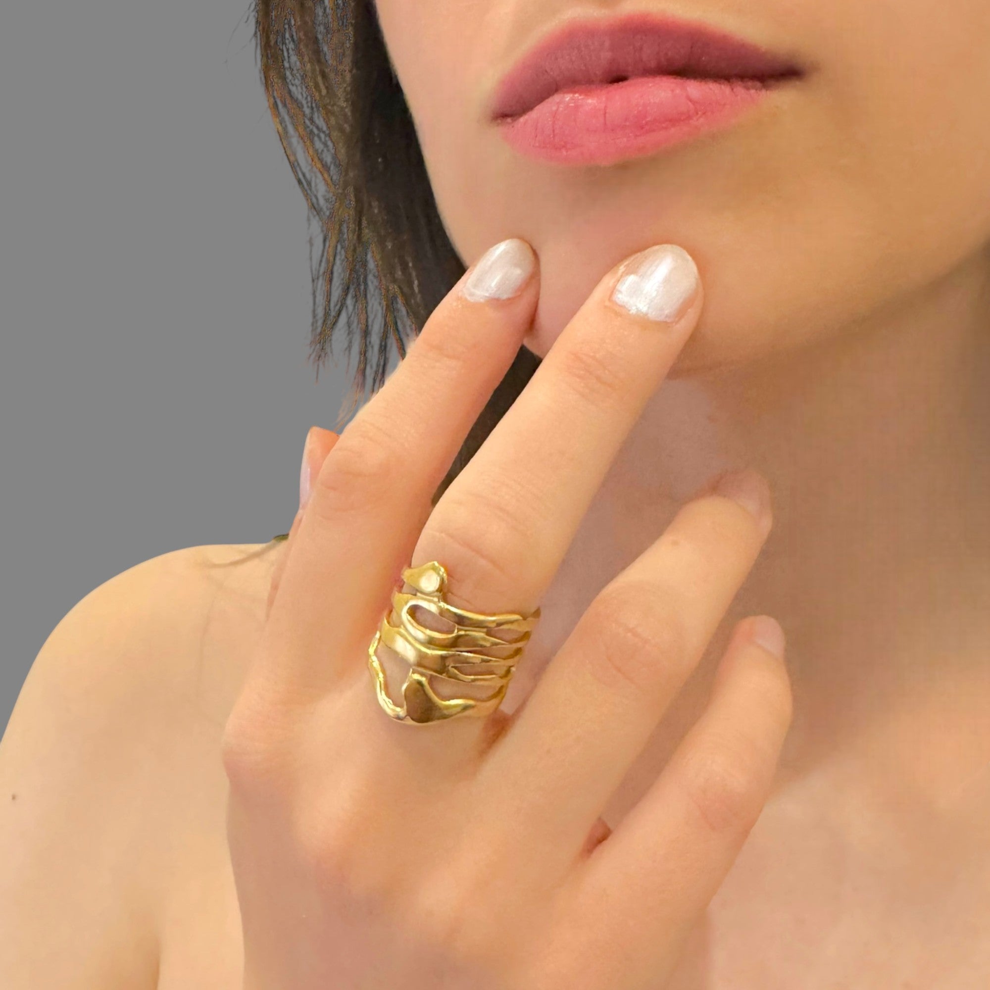 Anello aster gold regolabile Sharifa Crystals