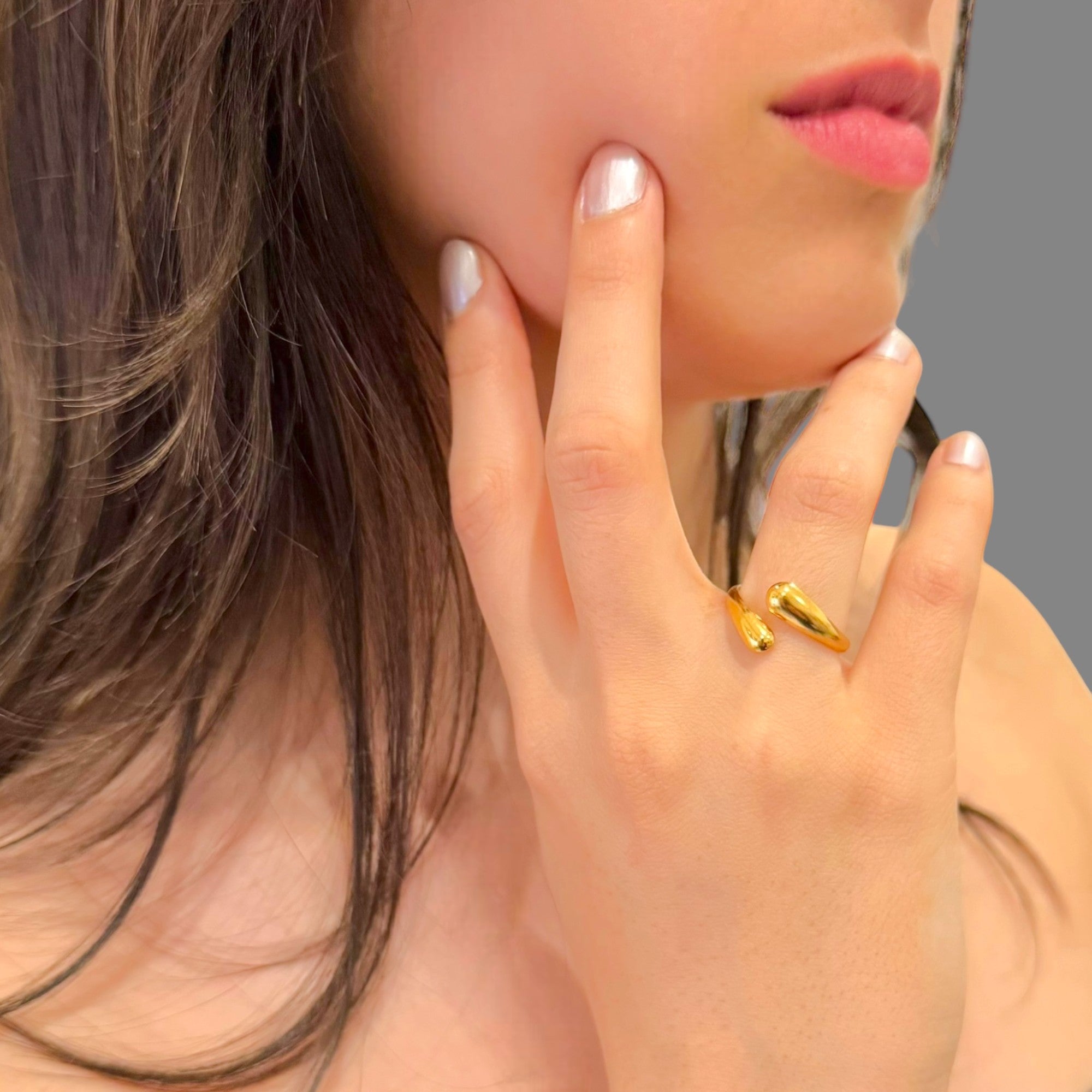 Anello lumia gold regolabile Sharifa Crystals