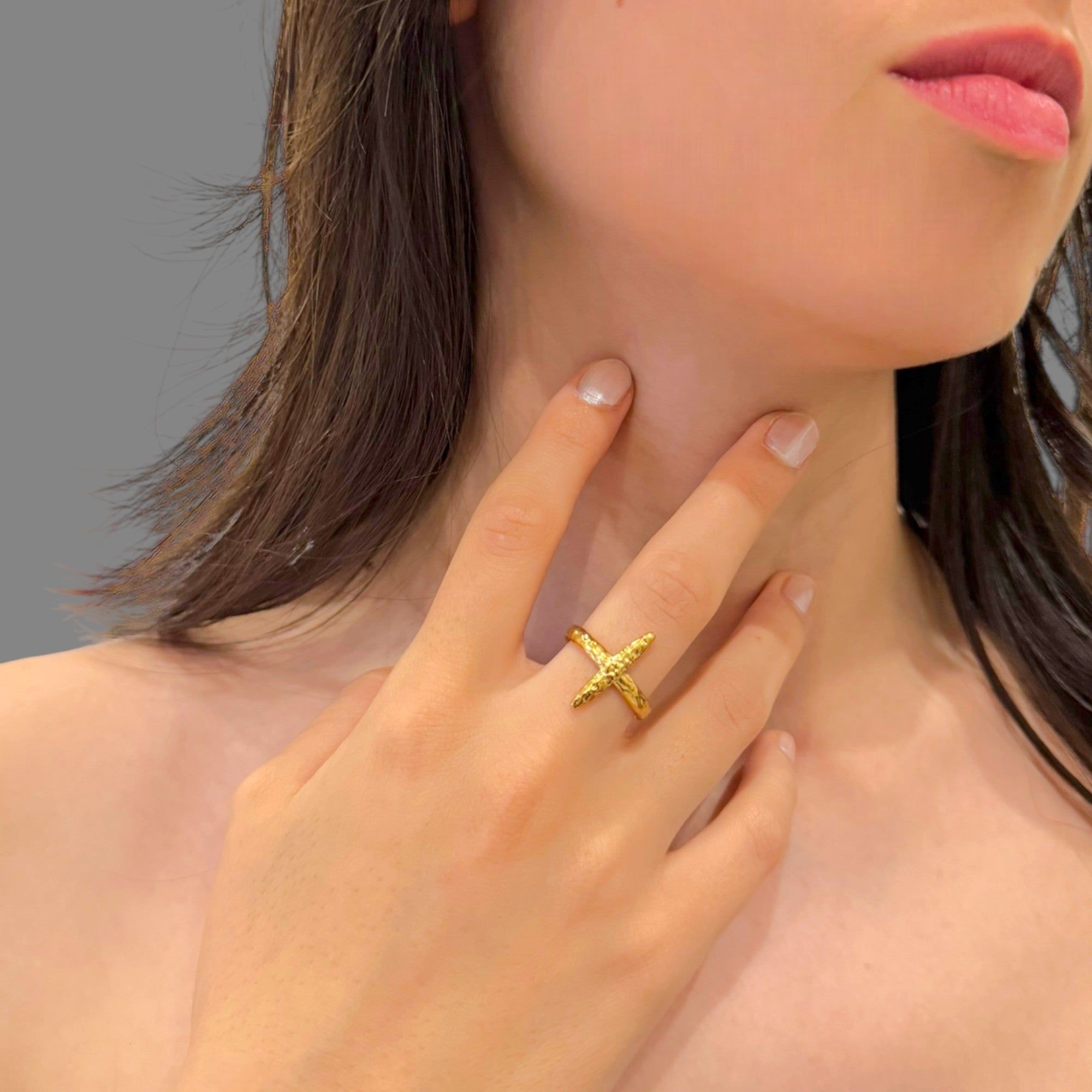 Anello orion gold regolabile Sharifa Crystals