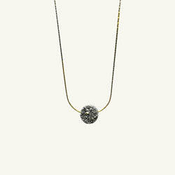 Collana punto luce drusa agata grigio nera oro Sharifa Crystals