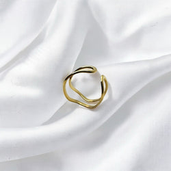 Anello onda gold regolabile Sharifa Crystals