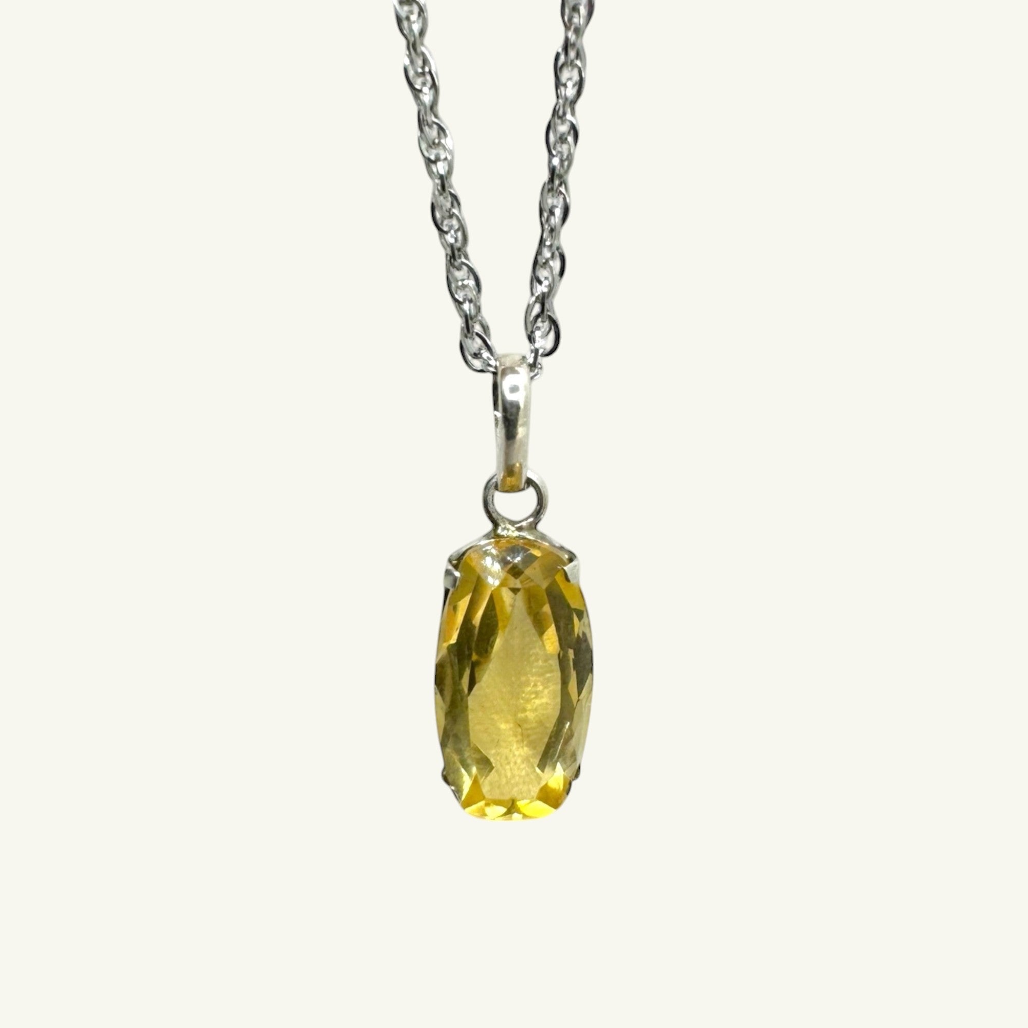 Collana quarzo citrino sfaccettato 14x8mm arg950 Sharifa Crystals